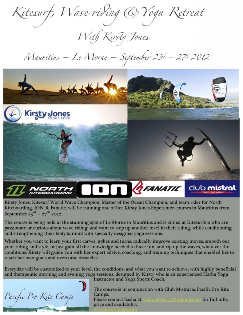Kitesurf, Wave riding &Yoga Retreat With Kirsty Jones Mauritius – Le Morne – September 23rd – 27th 2012