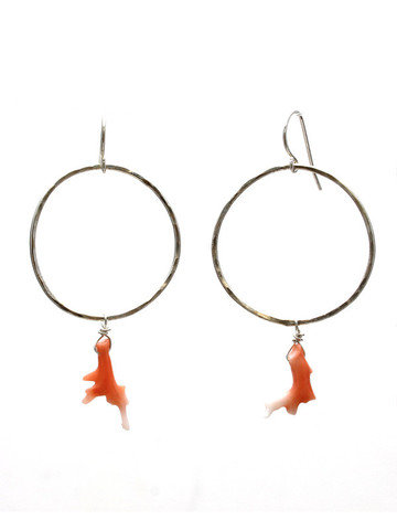 Coral Double Hoop Earrings - $145.00